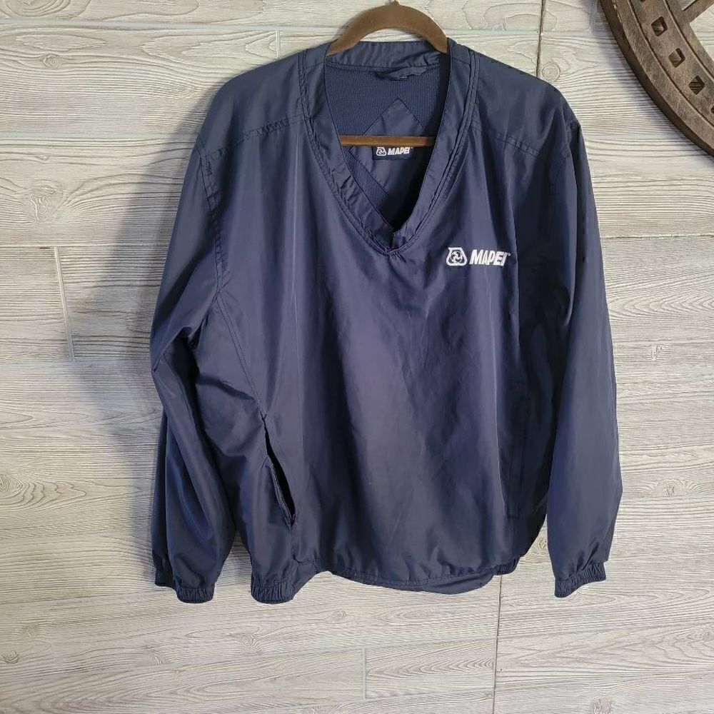 Mapei Windbreaker Pullover Mens SZ L Biking Cycling Navy